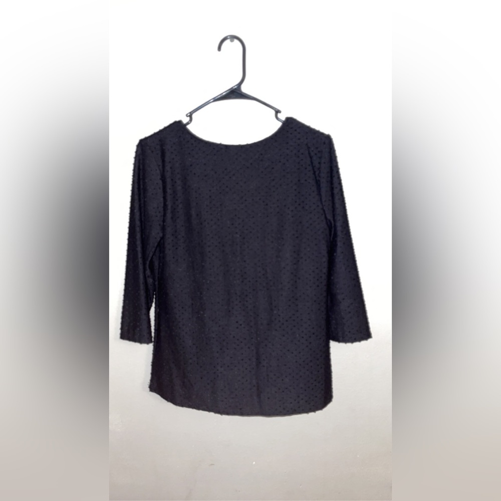Women’s W5 Black Rib 3/4 Sleeve Twist Front Top